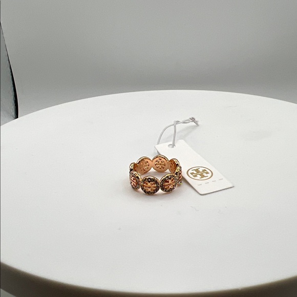 724. Tory Burch Rose Gold Patterned Ring - Picture 2 of 4